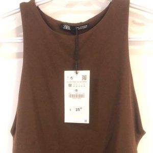 Chocolate Brown Zara Bodysuit, Size M, NWT